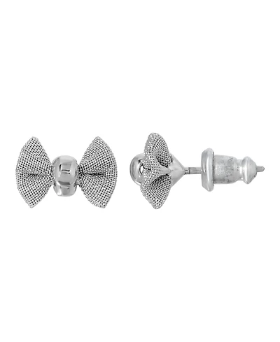 2028 Silver-Tone Small Bow Stud Earring
