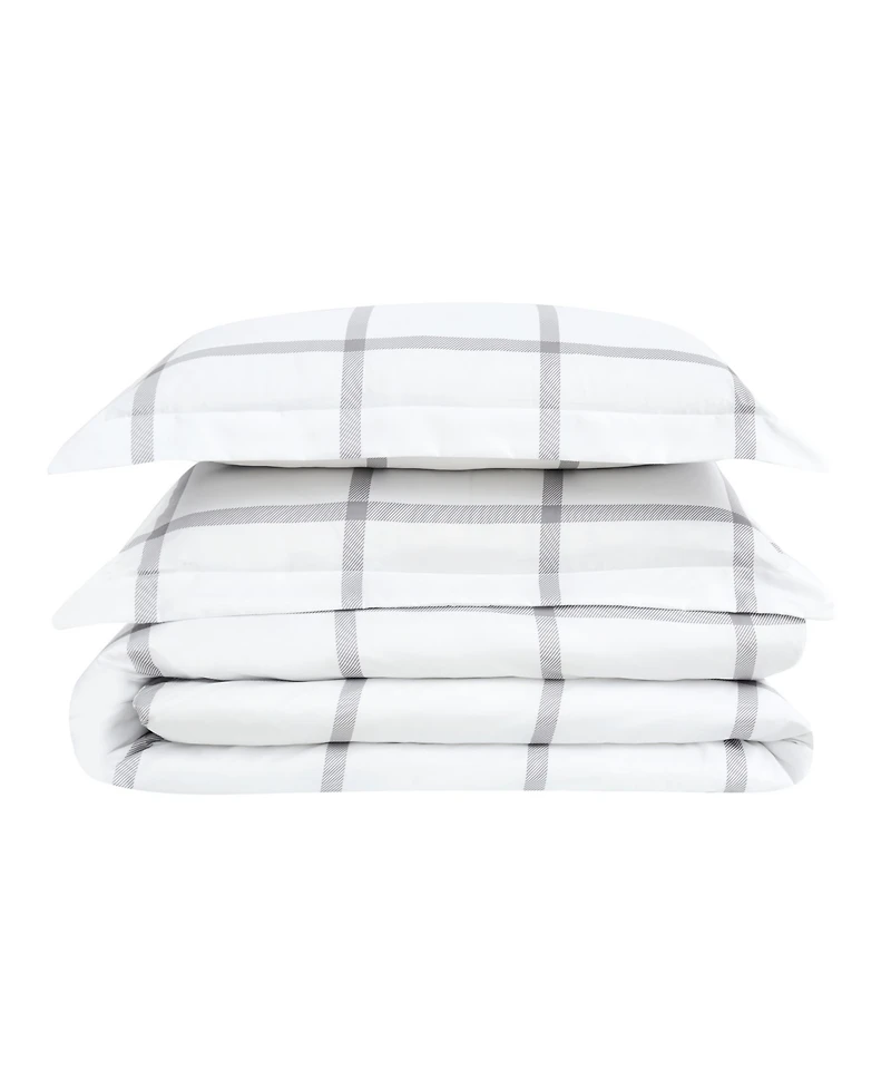 Truly Soft Printed Windowpane Piece Duvet Cover Set