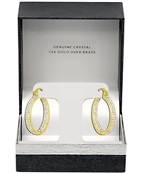 And Now This Crystal Small Double Hoop Earrings in Silver-Plate or Gold Plate, 1"