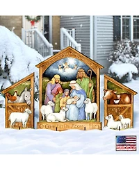 Designocracy by Susan Winget Holly Family Nativity Outdoor, Wall and Lawn Decor, Set of 3