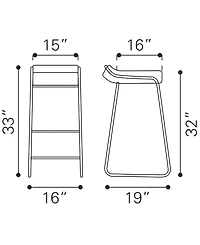 Zuo Wedge Barstool, Set of 2
