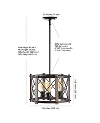 Jonathan Y Ferme 3-Light Adjustable Rustic Farmhouse Led Pendant