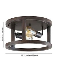 Jonathan Y Atelier 2-Light Rustic Industrial Led Flush Mount