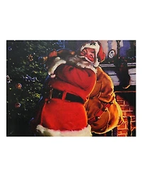 Northlight Led Lighted Jolly Santa Claus with Bag Of Gifts Christmas Canvas Wall Art