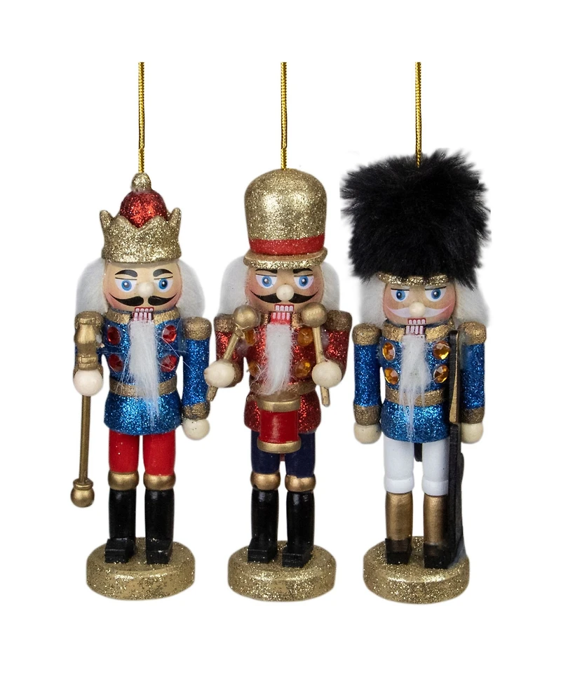 Northlight Glittery Assorted Classic Nutcracker Ornaments, Set of 3