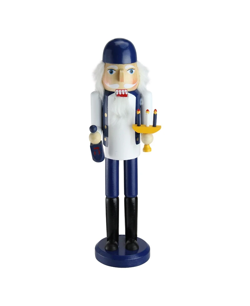 Northlight Wooden Hanukkah Nutcracker with Menorah and Dreidel