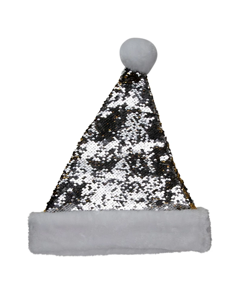 Northlight Reversible Sequined Christmas Santa Hat with Faux Fur Cuff