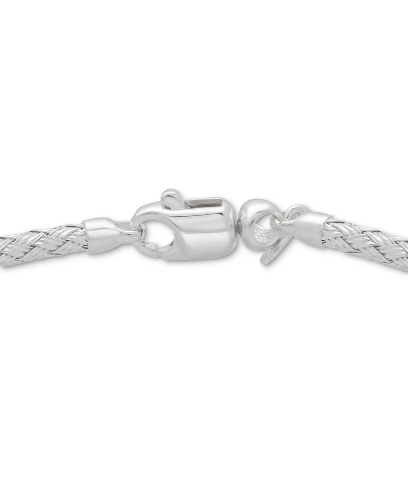 Cubic Zirconia Bar Woven Link Bracelet in Sterling Silver