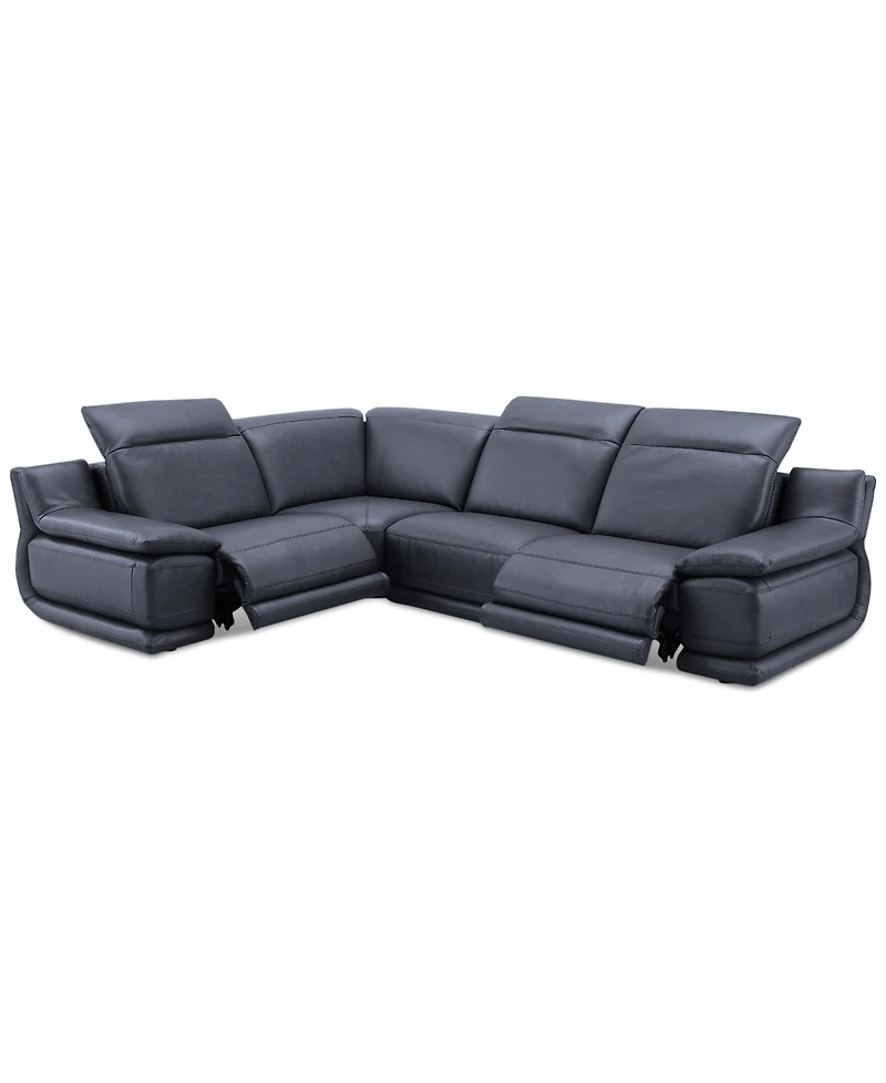 Daisley 4-Pc. Leather "L" Shaped Sectional Sofa with 2 Power Recliners
