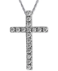Diamond Cross 18" Pendant Necklace (1/10 ct. t.w.) in 10k White Gold