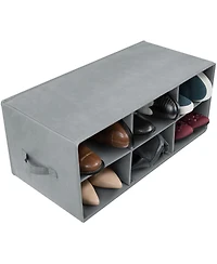Sorbus Shoe Organizer Bin, 6 Section Cubby Shoe Shelves, Foldable Portable Detachable Closet Organizer Storage for Home Organization