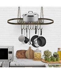 Sorbus Pot and Pan Oval Rack for Ceiling with Hooks - Multi-Purpose Organizer for Home, Restaurant, Kitchen Cookware, Utensils, Household (Bronze)