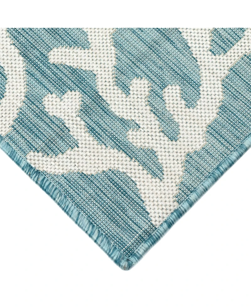 Liora Manne' Carmel Coral Border 6'6" x 9'4" Outdoor Area Rug