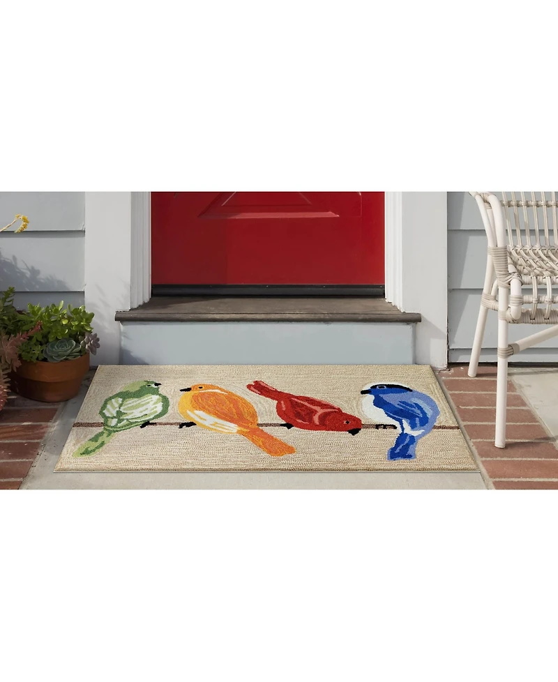 Liora Manne' Frontporch Birds Neutral 2'6" x 4' Outdoor Area Rug