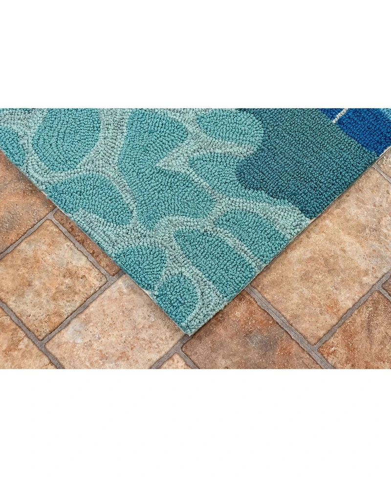 Liora Manne' Frontporch This Way To The Pool Aqua 2'6" x 4' Outdoor Area Rug