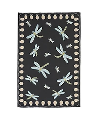 Liora Manne' Frontporch Dragonfly Black and Gray 3'6" x 5'6" Outdoor Area Rug