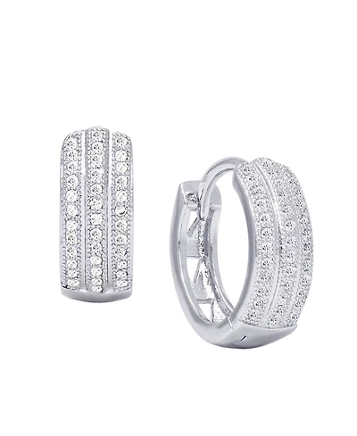 Macy's Cubic Zirconia 3-Row Huggie Hoop Earrings