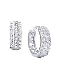 Macy's Cubic Zirconia 3-Row Huggie Hoop Earrings