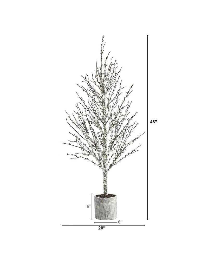 Nearly Natural Snowed Twig Artificial Tree in Decorative Planter