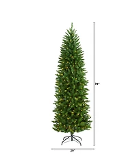 Nearly Natural Slim Mountain Pine Artificial Christmas Tree with 300 Clear Led Lights