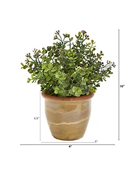 Nearly Natural Eucalyptus and Sedum Succulent Artificial Plant in Ceramic Planter