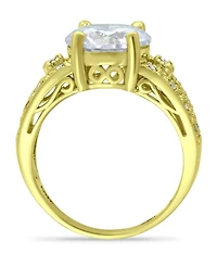 Macy's Cubic Zirconia Round Center Stone 18K Gold Plate Ring