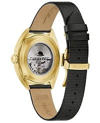 Bulova Men's Frank Sinatra Automatic Black Leather Strap Watch 39mm
