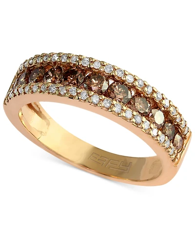 Espresso by Effy Brown and White Diamond Three-Row Ring (7/8 ct. t.w.) in 14k Gold