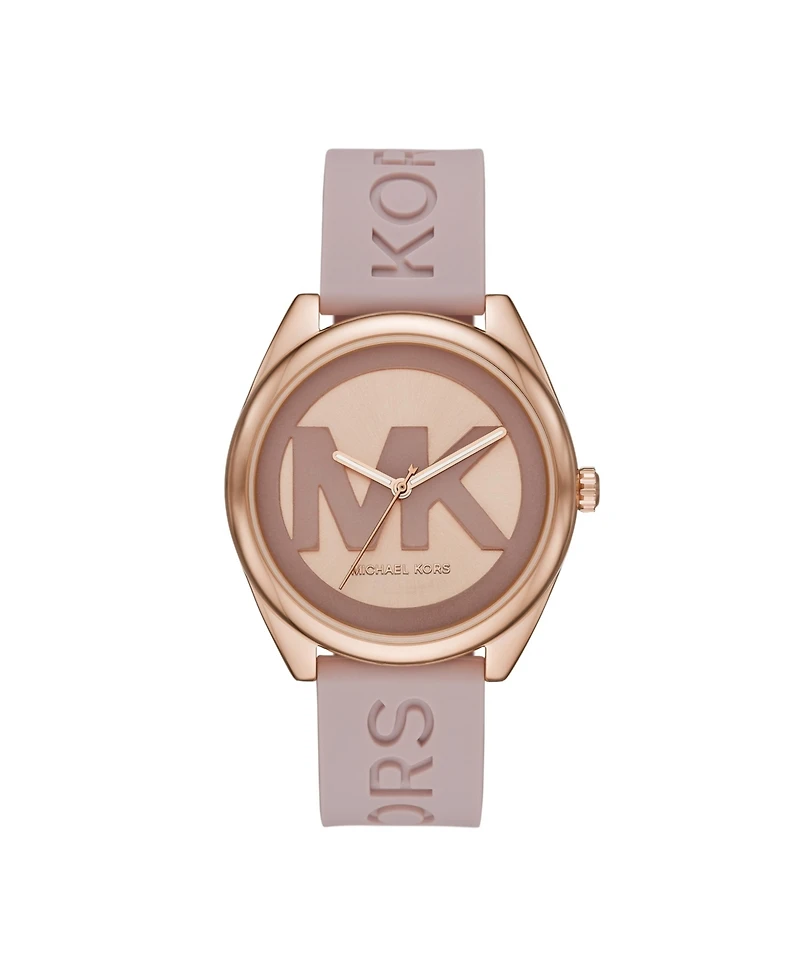 Michael Kors Women's Janelle Pink Silicone Strap Watch 42mm