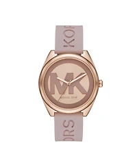 Michael Kors Women's Janelle Pink Silicone Strap Watch 42mm