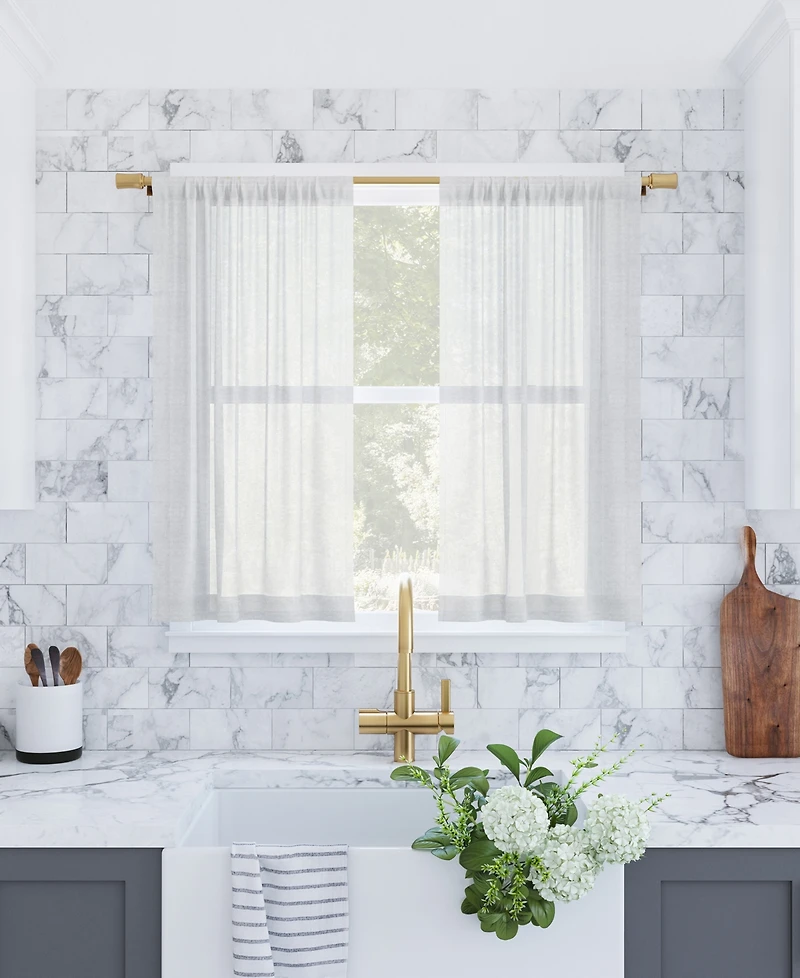 Slub Textured Linen Blend Cafe Curtain Pair