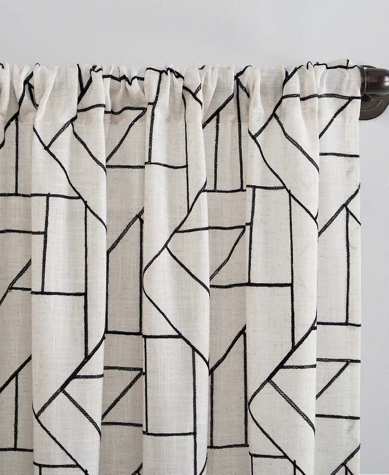 Jigsaw Embroidery Linen Blend Curtain
