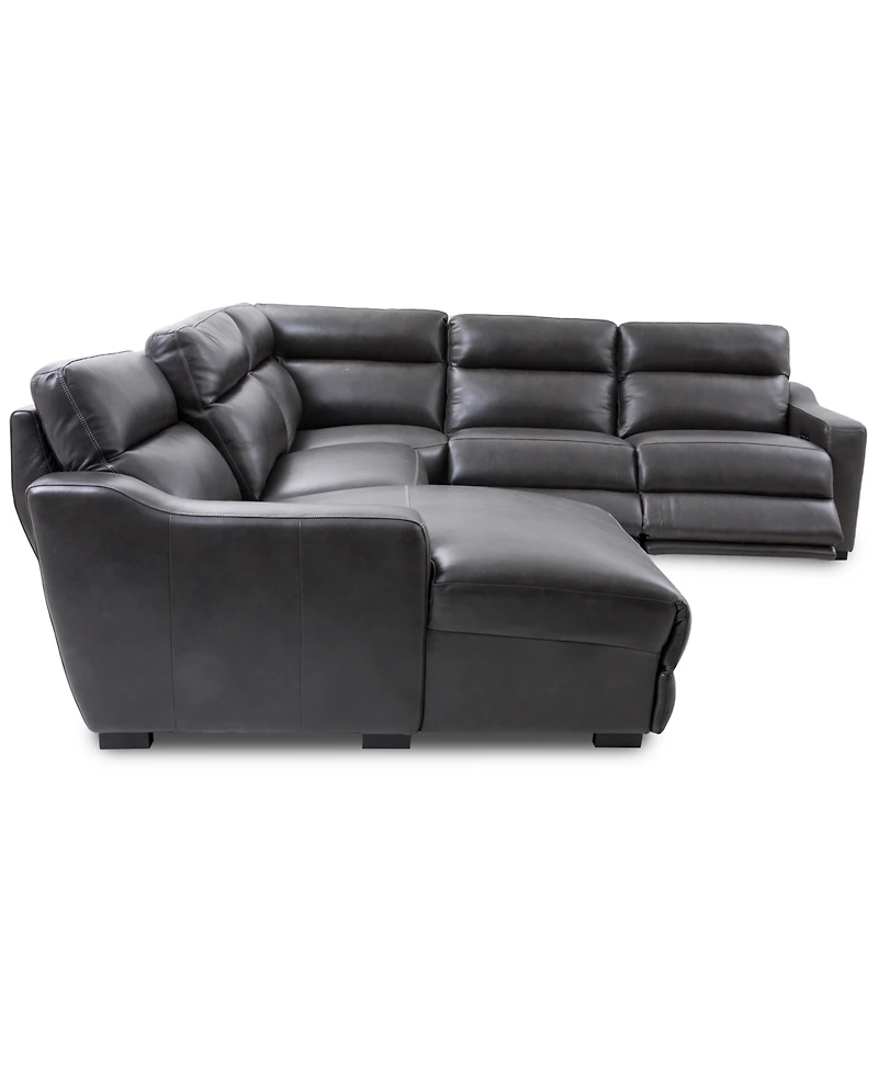 Gabrine 5-Pc. Leather Sectional with 2 Power Headrests and Chaise, Created for Macy's