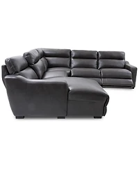 Gabrine 5-Pc. Leather Sectional with 2 Power Headrests and Chaise, Created for Macy's