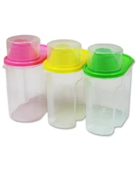 Vintiquewise Small Bpa-Free Plastic Food Saver, Kitchen Food Cereal Storage Containers with Graduated Cap, Set of 3