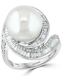 Effy Cultured Freshwater Pearl (12-1/2mm) & Diamond (3/4 ct. t.w.) Ring 14k White Gold (Also Available Yellow Rose Gold)