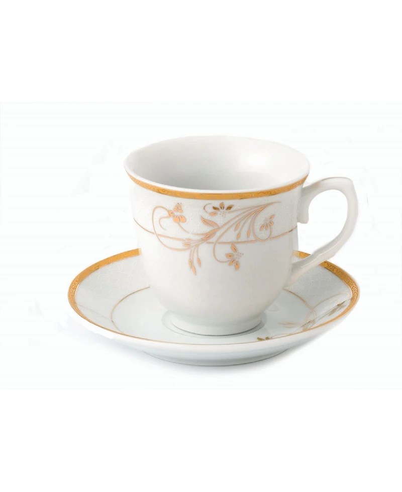 Lorren Home Trends Floral 8 Piece 8oz Tea or Coffee Cup and Saucer Set