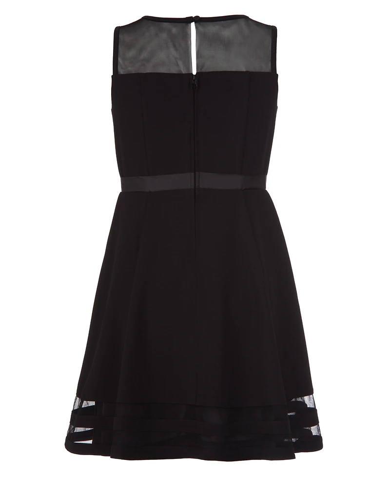 Calvin Klein Big Girls Illusion Mesh Bow Front Dress