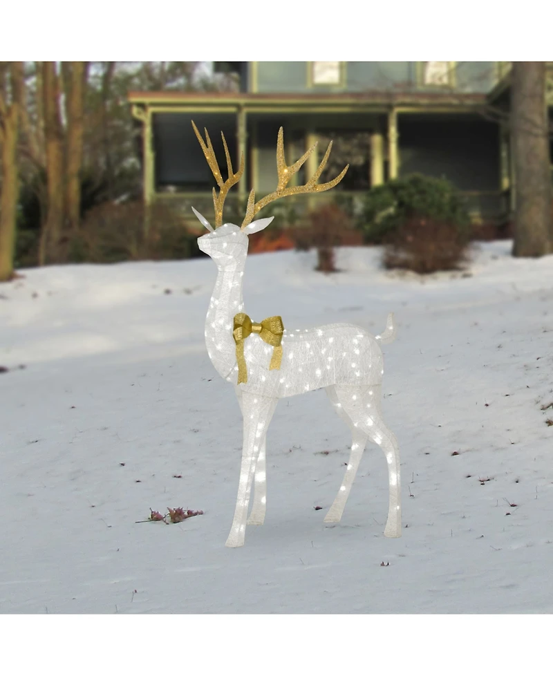 National Tree Company 75" Pre-lit Crystal White Standing Buck