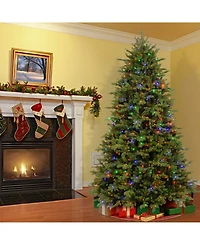 National Tree Company 6.5' Feel Real Princeton Fraser Fir Hinged Tree with 700 Dual Color Led Lights & PowerConnect