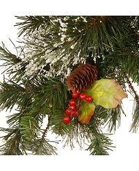 National Tree Company Wintry Pine R Mailbox Swag with Battery Operated Warm Led Lights