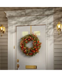 National Tree 24" Decorative Collection Chrisas Red Mixed Wreaths with 50 Soft White Battery Operated LEDs with Timer