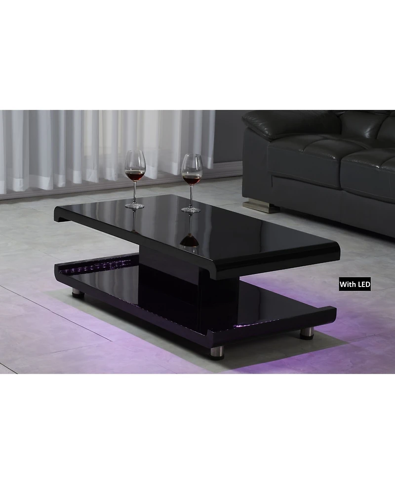 Artiva Usa La Casa Modern Euro Coffee Table with Remote Led Light