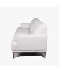 Michola Mid-Century Leather Sofa in White