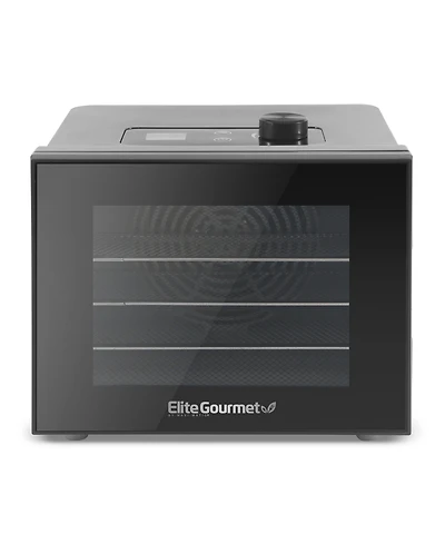 Elite Gourmet 4 Tray Digital Food Dehydrator with Stainless Steel Trays, Jerky, Herbs, Snacks