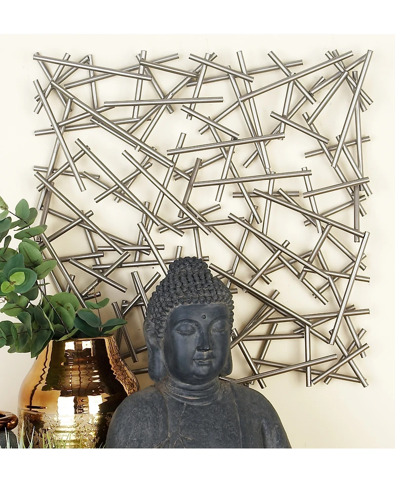 Large Contemporary Style Abstract Art Square Metal Wall Decor Sculpture