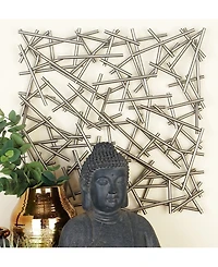 Large Contemporary Style Abstract Art Square Metal Wall Decor Sculpture