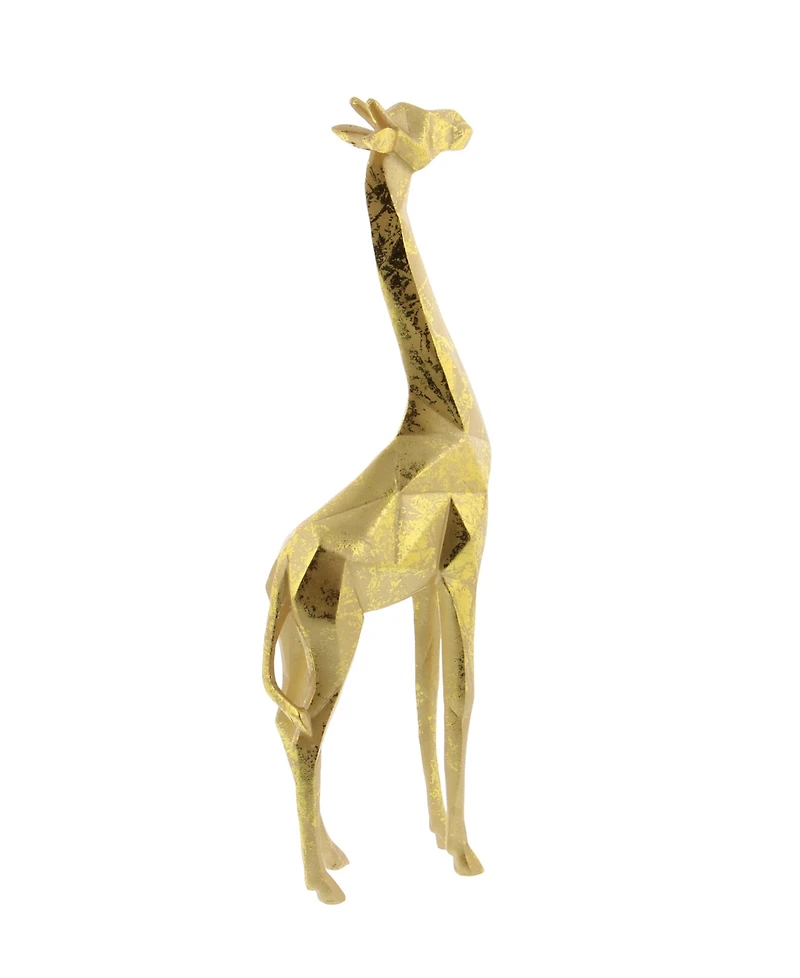 CosmoLiving by Cosmopolitan Set of 2 Gold Polystone Modern Giraffe Sculpture, 12", 15"