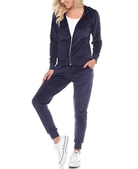 White Mark Women's Velour Tracksuit Loungewear 2pc Set