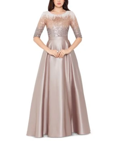Betsy Adam Womens Embellished Satin Gown